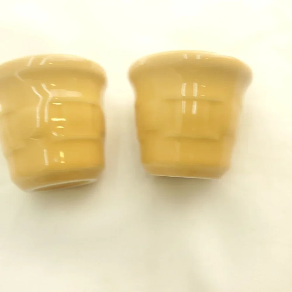 Longaberger 30974 Butternut Pottery Woven Traditions Two Piece Votive Set